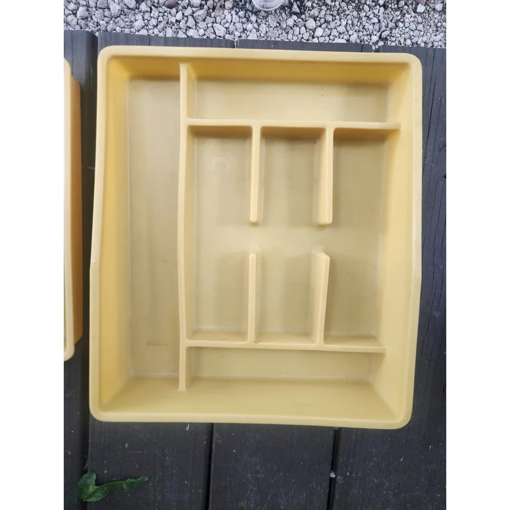 Vintage Set Of 2 Rubbermaid Party Plan Utensil Cutlery Drawer Organizer Gold